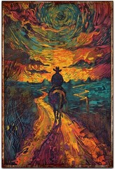 Vintage Tin Metal Sign Wall Art Print Poster The Lone Cowboy Funny 8×12