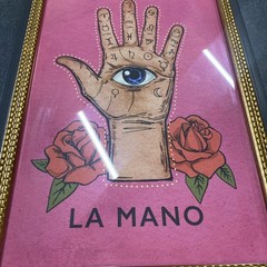 LA Mano Wall Art Sapna Shah 12”x18” Lotería Card Palm Reading Tarot Art-Damaged!