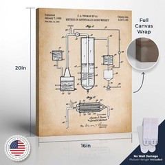 Bar Decorations for the Home Bar Set, Aging Whiskey Patent Canvas Print