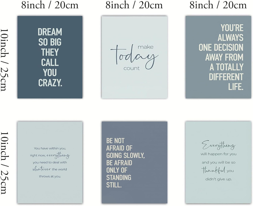 6Pcs Inspirational Quotes Wall Art Motivational Inspirational Office Wall Art…