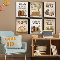 Reading Posters Classroom Decor – 6 Pcs Vintage Motivational Posters for Classro