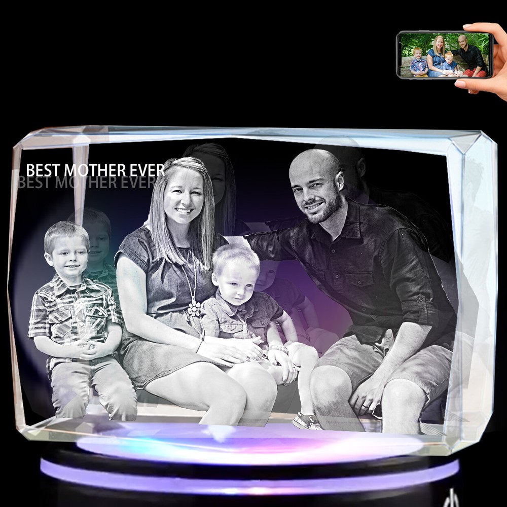 Personalized 3D Photo Crystal Gifts Valentines Day Custom Etched Memory Picture