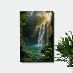 Rainforest Waterfall Wall Art Tropical Jungle Landscape Scene