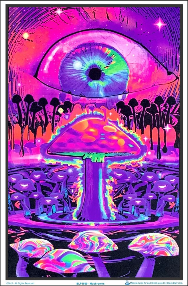 Mushrooms Blacklight Poster 23 x 35
