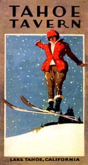 TAHOE TAVERN LAKE TAHOE CALIFORNIA WINTER SPORT SKI JUMP VINTAGE POSTER REPRO