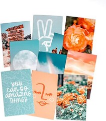 Artivo Peach Teal Aesthetic Wall Collage Kit, 50 Set 4×6 inch, Girls Bedroom