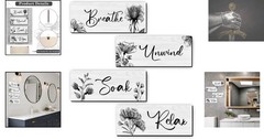 Luxurious 10×4» Farmhouse Bathroom Plaque Set – Easy Install & Lasting Design