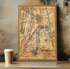 1863 Map of the Battle of Gettysburg Civil War Military Poster Print History
