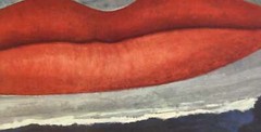 MAN RAY Lips 21.25″ x 36.75″ Poster 1966 Surrealism Red, Gray