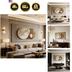 Large 3D Texture Gold Geometry Canvas Wall Art for Living Room Modern Luxury …