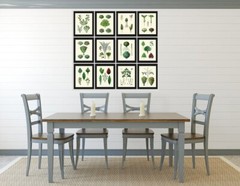 Salad Leaf Botanical Wall Art Set of 12 Prints Beautiful Antique Unframed