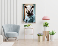 Nurse Rhino Portrait, Animal Portrait, Realistic Animal Portrait,Animal Wall Art