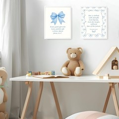 LARTSFRO Coquette Blue Bow Jesus Wall Art Decor Posters, 8X10in, blue bow