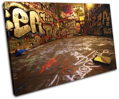 URBAN STREET GRUNGE Graffiti SINGLE CANVAS WALL ART Picture Print VA