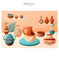 Boho Art Colorful Pots Painting Poster Wall Art Print pick size A4/A3/A2/90x60cm