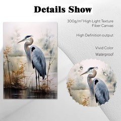 Great Blue Heron Canvas Wall Art Wild Bird Pictures 16″L x 24″W, A-No Frame