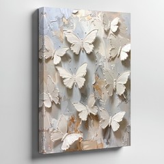 Canvas Wall Art a Textured Artistic Piece Featuring Raised Butterfly Shapes