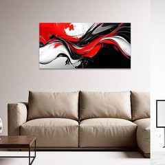 Abstract Wall Decor Painting Large Black White Red Canvas Wall Art Modern Pri…