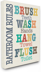 Colorful Bathroom Rules Canvas Art – 30″ x 40″ Gallery Wrapped Decor