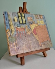 Vintage Vincent Van Gogh «The Bedroom» Mini Canvas Art on Wood Easel MCM