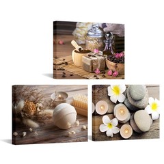 Nachic Wall Spa Canvas Art, Zen Bathroom Decor with 16″L x 12″W, Grey