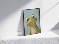 Funny Frog Eye Poster Quirky Toad Oil Print Unique Wall Art Home Decor Gift Room