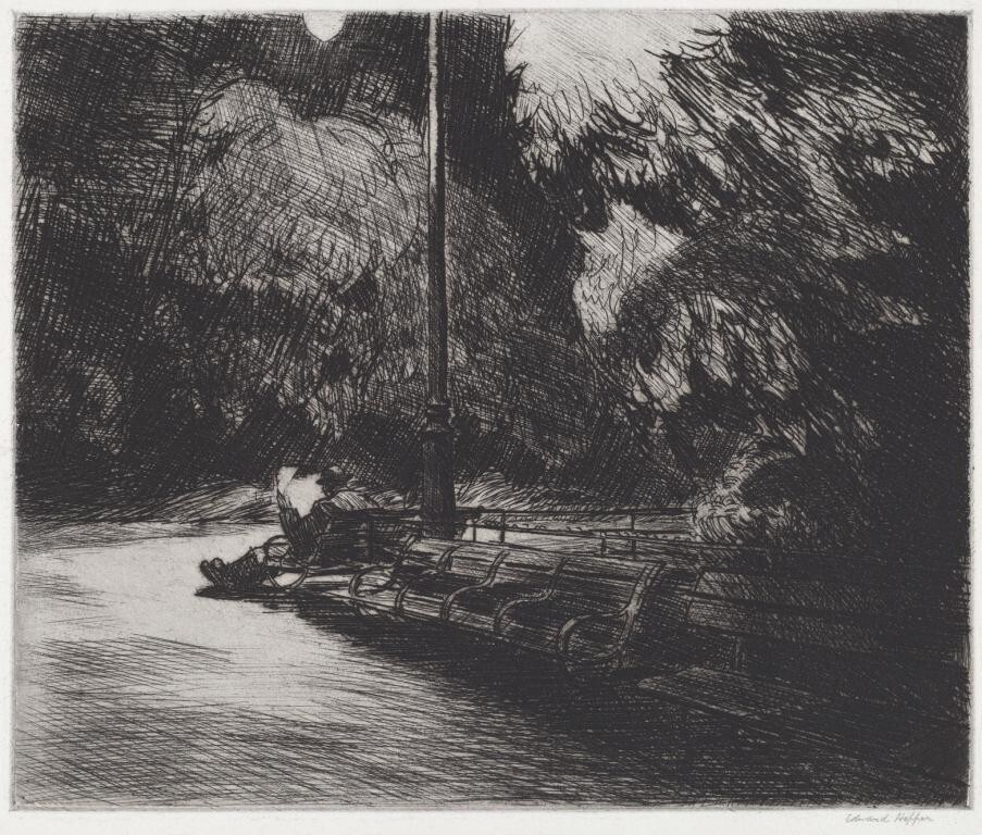 Night in the Park [etching] : Edward Hopper : 1921 : Archival Quality Art Print
