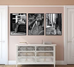3Pcs Funky Girl Leopard Canvas Wall Art 16L»x12W»-Unframed, Black Cheetah