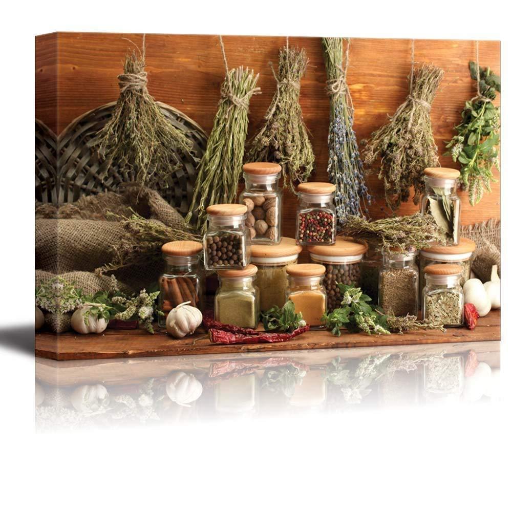 wall26 – Dried Herbs Spices and And Pepper – Canvas Art Wall Decor – 24″ x 36″
