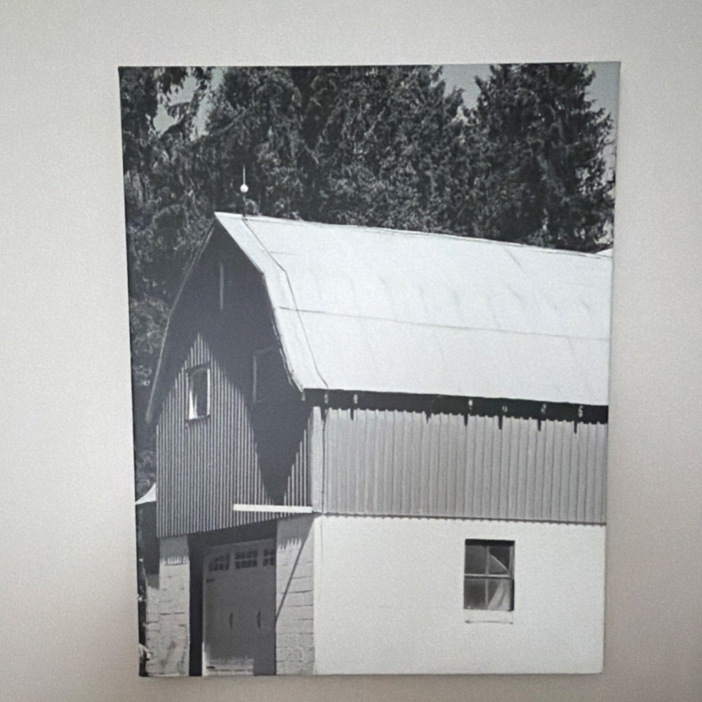 Black and White Barn Canvas Print, Modern Farm Life Art, 24×30 in, Ready to Hang