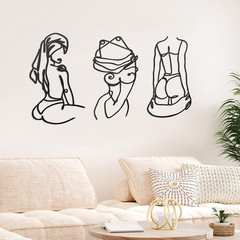3 Pcs Abstract Line Art Woman Metal Wall Decor Minimalist Bedroom Living Room
