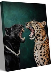 Funny Cheetah Canvas Wall Art Emerald Green Wall Decor Leopard aesthetics Pic…
