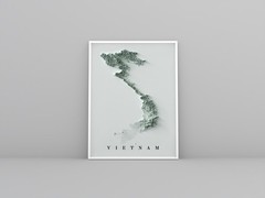 Vietnam Map, Vietnam 2D Relief Map, Vietnam Vintage Map – 2D Flat Print