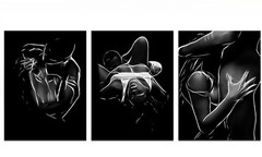 3PCS Black White Sexy Abstract Woman Man Canvas Wall Art Canvas Painting Poster