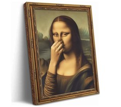 Vintage Funny Bathroom Canvas Art – Mona Lisa Humor Wall Decor 16x24in