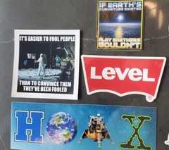 Flat Earth Stickers MOON HOAX VARIETY PACK of 7 *WORLDWIDE SHIPPING*