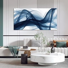 Blue and White Abstract Wall Art Print for Bedroom Living Room Office 24×48