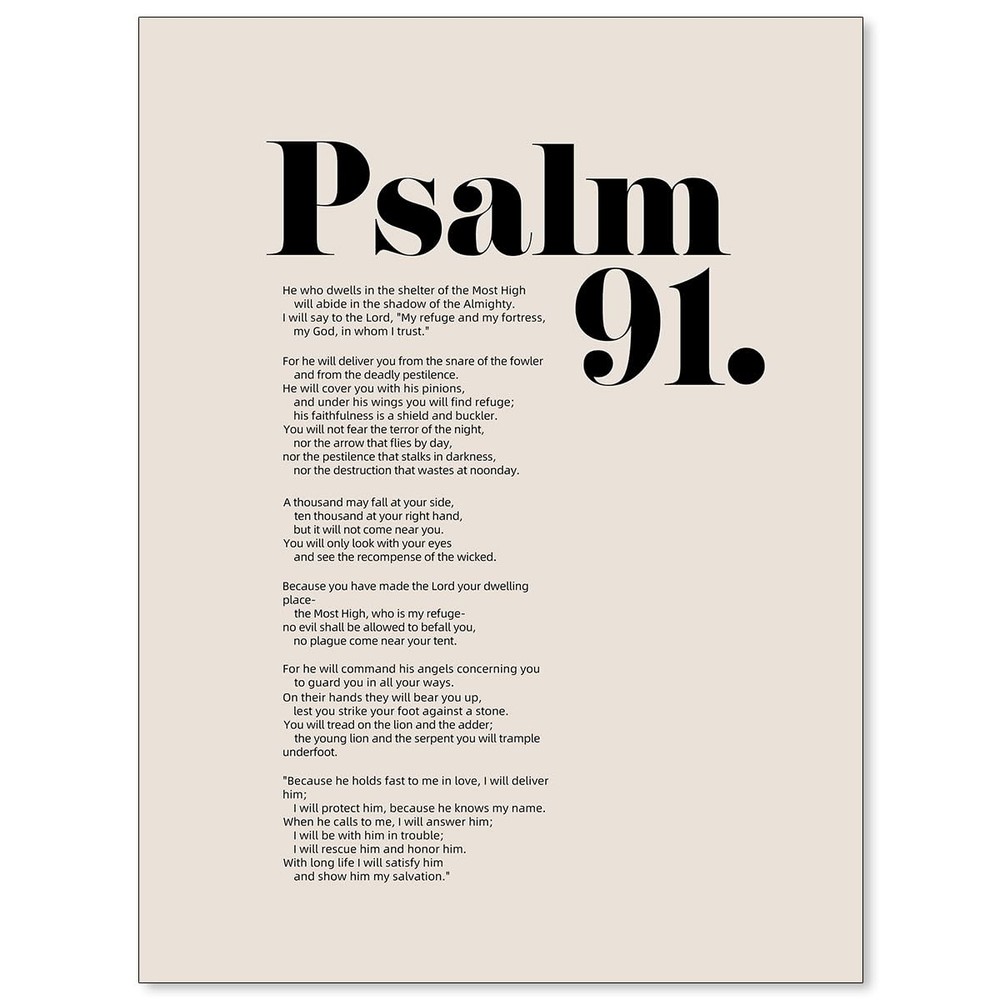 Bible Verses Psalm 91 Wall Art Christian Positive Quote Scripture Posters Mod…