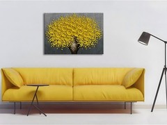 Stunning 3D Floral Oil Painting – Large Yellow Flowers for Living Room Walls