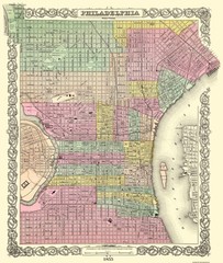 Historic City Map – Philadelphia Pennsylvania – Colton 1855 – Vintage Wall Art