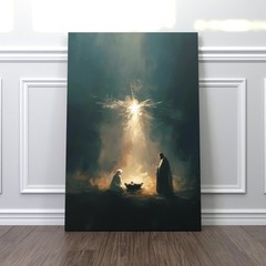 Nativity Scene CANVAS Wall Art, Christmas Religious POSTER, Christian Home Decor