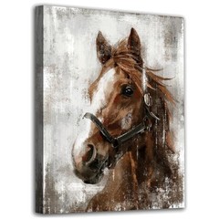 Intricate Vintage Horse Canvas Art – Rustic Decor for Living Room & Office