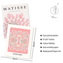 QIAOMICS Pink Flower Market Wall Art Prints,Cute Matisse 8 x 10 inches, A