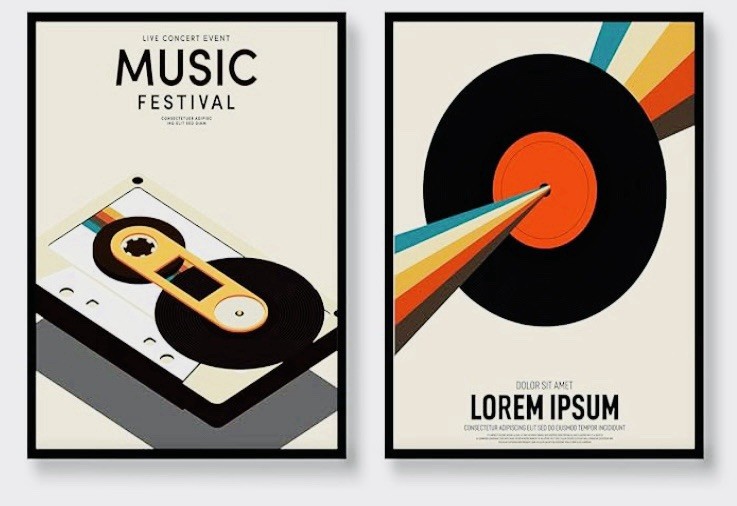 2 Vintage Music Festival Posters- Canvas- Unframed -8 X 10 Inches – Studio Art