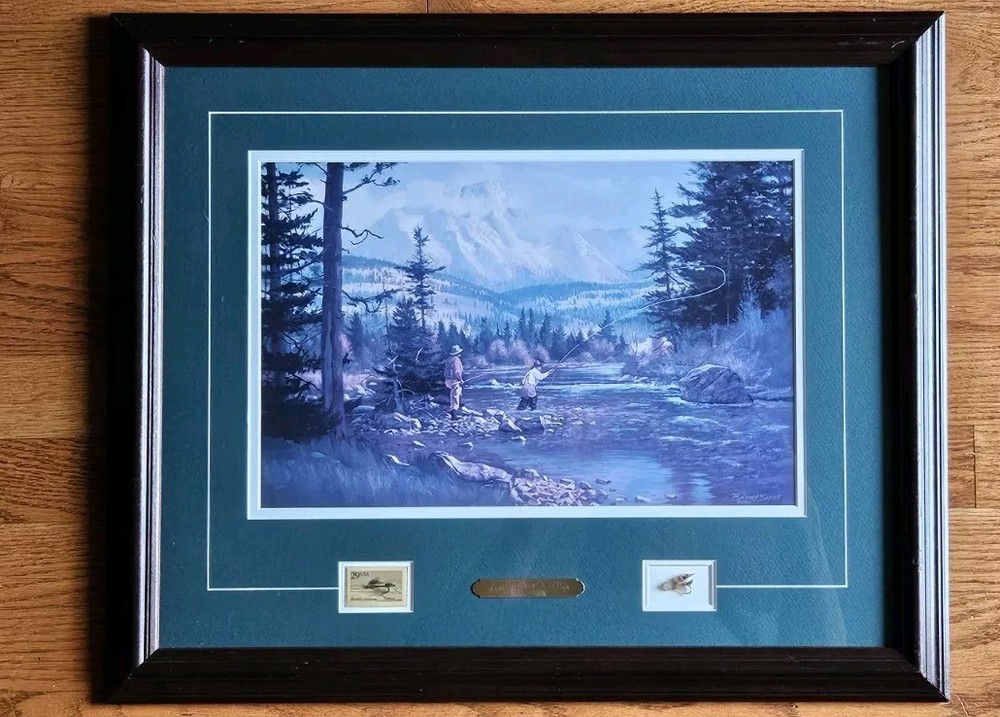 The Fly Caster Fishing Picture by Brett Smith, Beautiful Art, Fish Lure & Stamp