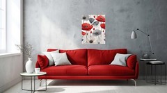 16×20 Red and Gray Poppies Canvas Print Wall Art