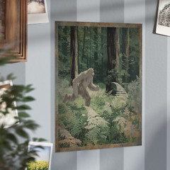 Vintage YETI Sasquatch Wall Art, Bigfoot Jungle Nature Decor, Cryptid Tree Print