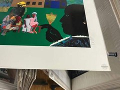 ROMARE BEARDEN School Bell Time 35″ x 44″ Serigraph 1994 African American Multic