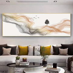 Panoramic Minimalist Beige, Brown, Black Canvas Wall Art Home Decor