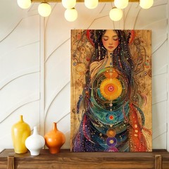 Wall Art Boho Spiritual Woman Chakra Mandala Canvas Print Mystical Home Decor